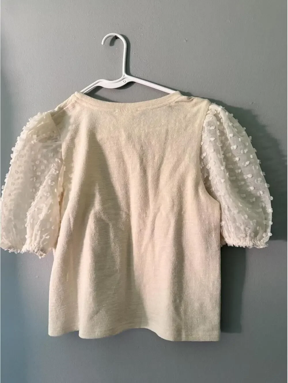 Maeve by Anthropologie white and cream color top with puff sleeves